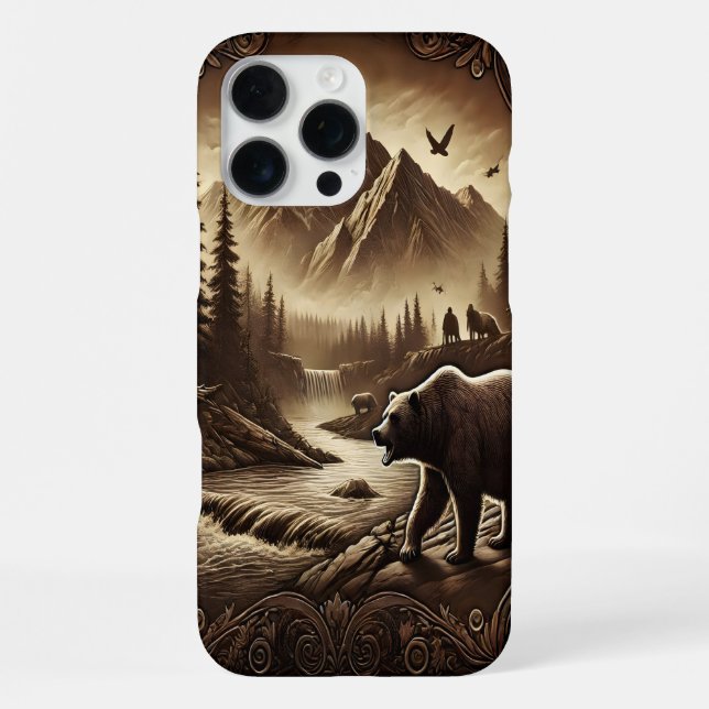 Coque iPhone Ours en cuir de rivière (Verso)