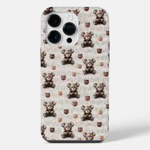 Coque Pour Pour iPhone 14 Pro Max Ours en peluche rustique vintage tacheté pierre