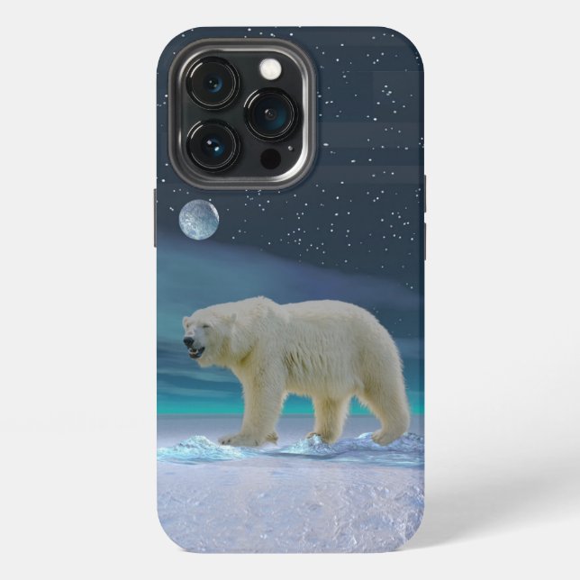 Coque iPhone Ours polaire au clair de lune (Dos)