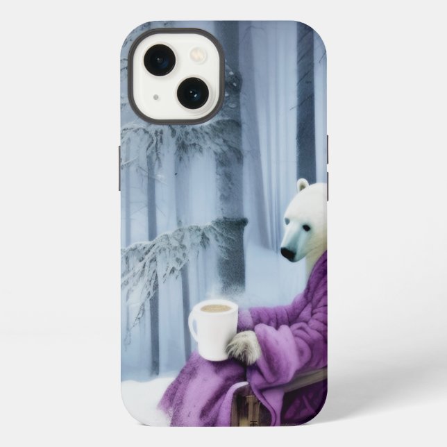 Coque iPhone Ours polaire buvant du café (Verso)