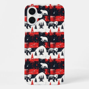 Coque iPhone 16 Plus Ours polaire plaid rouge Buffalo