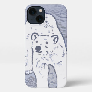 Etui iPhone 13 Ours polaire sur la peinture sur glace - Art origi