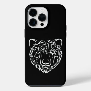 Coque Pour Pour iPhone 14 Pro Max Ours tribal noir et blanc