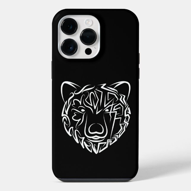 Coque iPhone Ours tribal noir et blanc (Verso)