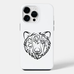 Coque Pour Pour iPhone 14 Pro Max Ours tribal noir et blanc