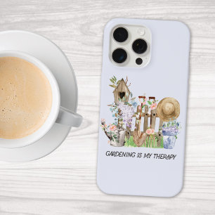 Coque iPhone 15 Pro Max Outils de jardinage floraux à l'aquarelle et citat