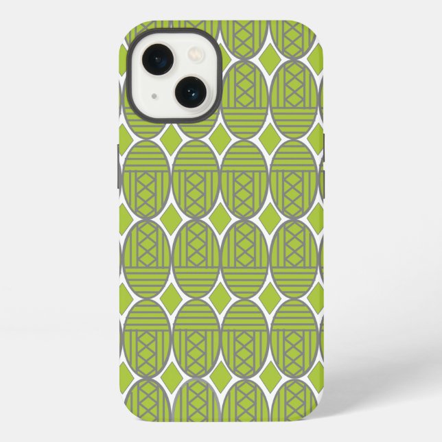 Coque iPhone Ovales Art Déco Verts  (Verso)