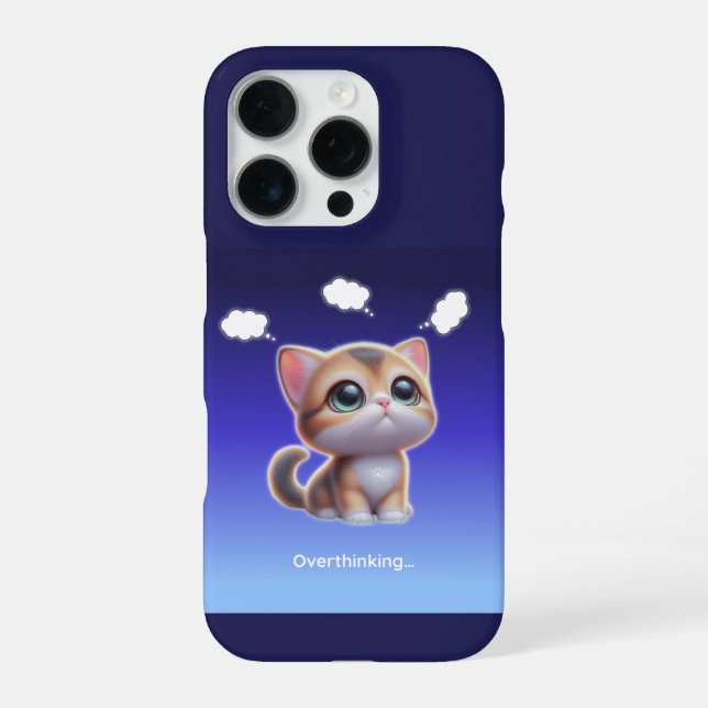 Coque iPhone Overthinking Cat Case – Cute Kawaii Cat Design (Verso)