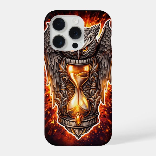 Coque iPhone Owl and Hourglass – Hand-Drawn & Digital Art  (Verso)
