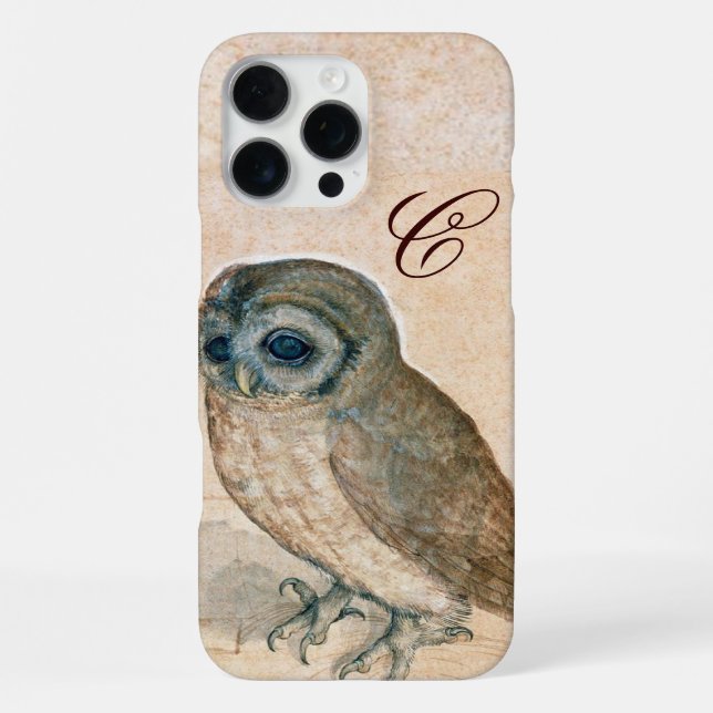 Coque iPhone OWL, Rose, Sepia Monogramme (Verso)