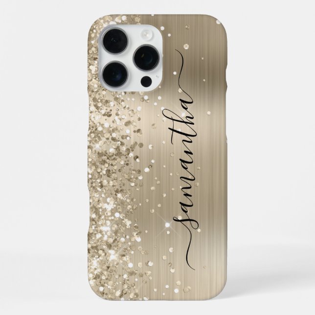 Coque iPhone Pailleté Or Léger Métallisé Signature Féminin (Verso)