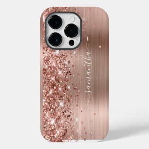Coque Pour iPhone 14 Plus Pailleté Rose Gold Glam Moderne Féminin Signature