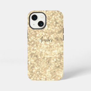 Etui iPhone 13 Mini Pailleté scintillant doré Élégant Personnalisé