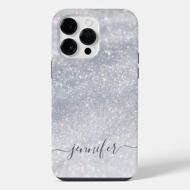 Coque iPhone Paillettes argentées élégantes  (Verso)
