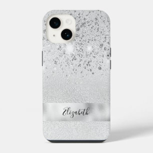 Coque Pour iPhone 14 Paillettes argentées scintillent nom écriture styl
