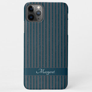 Coque iPhone 11Pro Max Paillettes bleues   Monogramme Initial Minimal Mod
