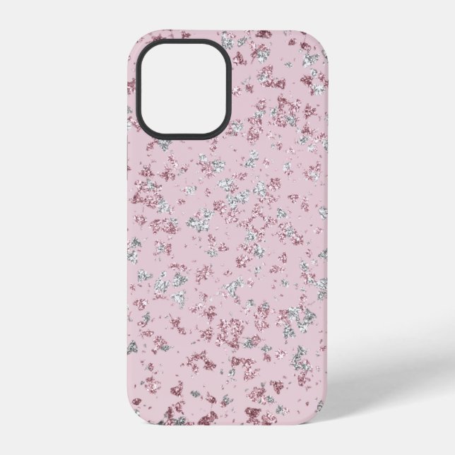 Coque iPhone Paillettes de blush et d'argent (Verso)