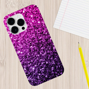 Coque iPhone 15 Pro Max Paillettes dégradé rose violet