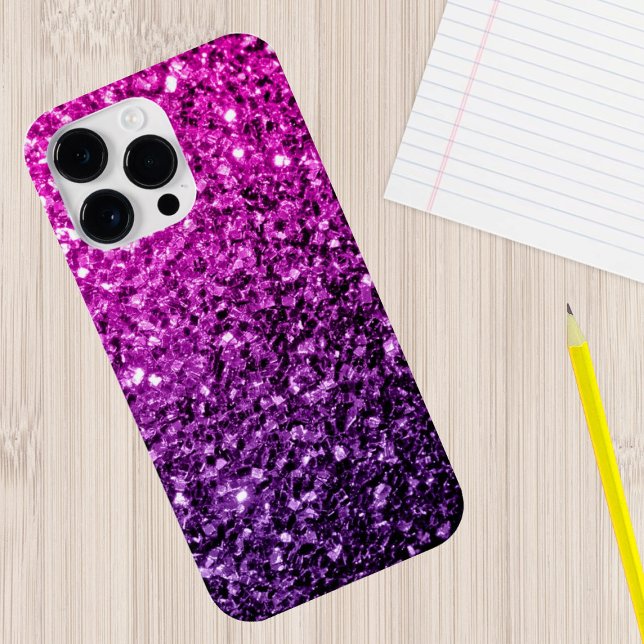 Coque iPhone Paillettes dégradé rose violet (Créateur téléchargé)