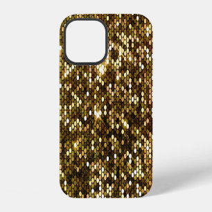 Coque iPhone 12 Paillettes dorées : fond scintillant.