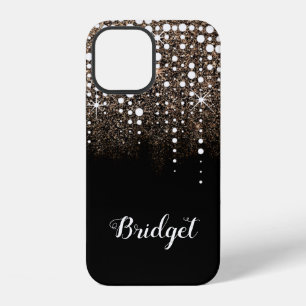 Coque iPhone 12 Paillettes dorées scintillantes personnalisées au