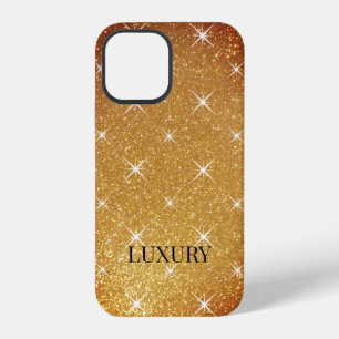 Coque iPhone 12 Paillettes et scintillements dorés faux glamour pe