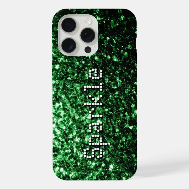 Coque iPhone Paillettes fausses vert foncé scintillent Votre te (Verso)