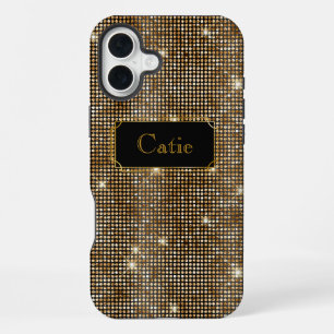 Coque iPhone 16 Plus Paillettes glamour or points scintillants