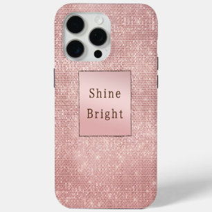 Coque iPhone 15 Pro Max Paillettes Rose Gold Glam Brun Scintillant