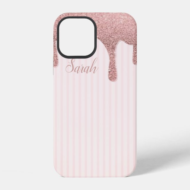 Coque iPhone Paillettes roses tendance cool  (Verso)