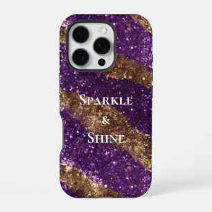 Coque iPhone 16 Pro Paillettes scintillantes or violet