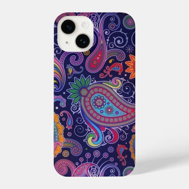 Coque iPhone Paisley violet rose (Verso)