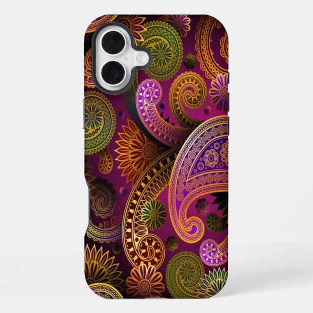Coque iPhone Paisley Violet Vert (Verso)