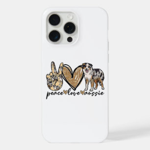 Coque iPhone 15 Pro Max Paix, Amour, Aussie, chien de berger australien, A