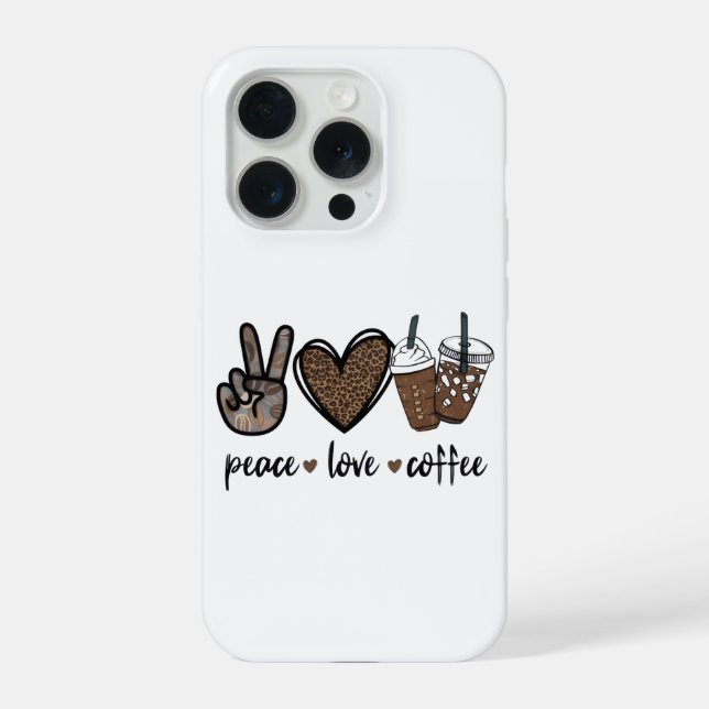 Coque iPhone Paix Amour Café Imprimé Léopard PNG | Café Mignon (Verso)