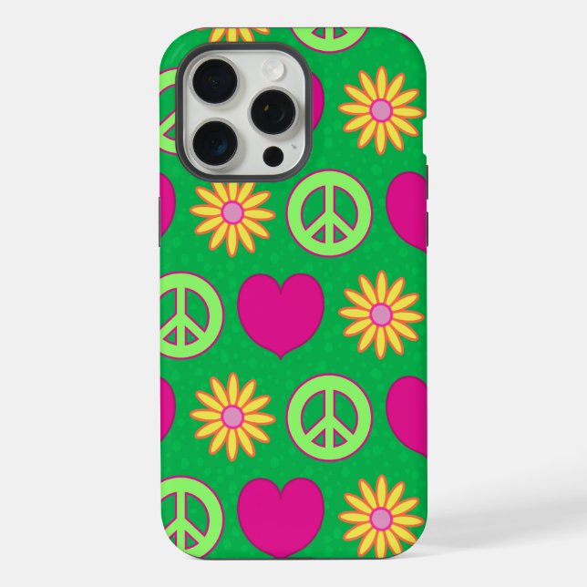 Coque iPhone Paix Amour Marguerites (Verso)