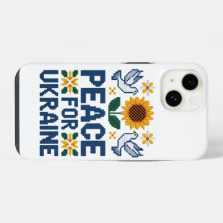 Coque Pour iPhone 14 Paix pour l'Ukraine Pixel Art Folklorique