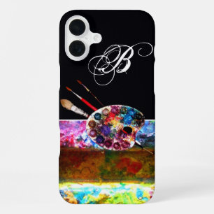 Coque iPhone 16 Plus PALETTE DE COULEUR ARTISTE ET BRUSHES MONOGRAM Noi