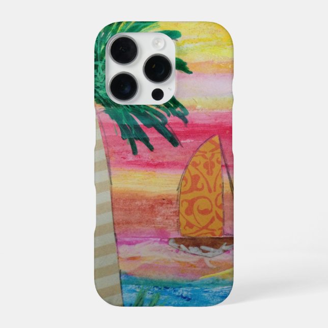 Coque iPhone Palm Tree and Sailboat (Verso)