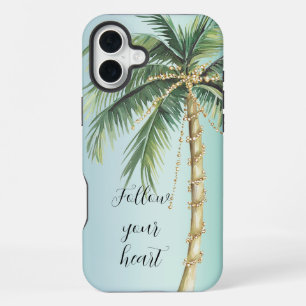 Coque iPhone 16 Plus Palmier Tropical Glam Or