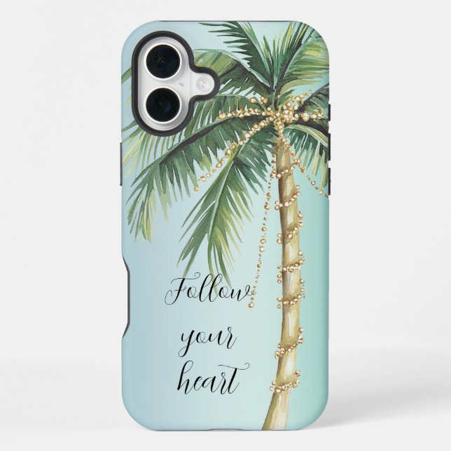 Coque iPhone Palmier Tropical Glamour Doré (Verso)