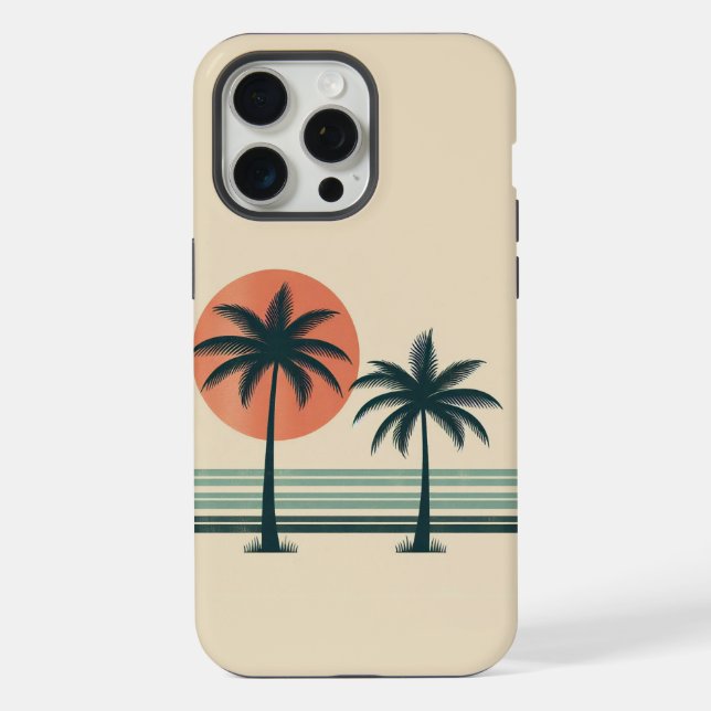 Coque iPhone Palmier tropical rétro/vintage (Verso)