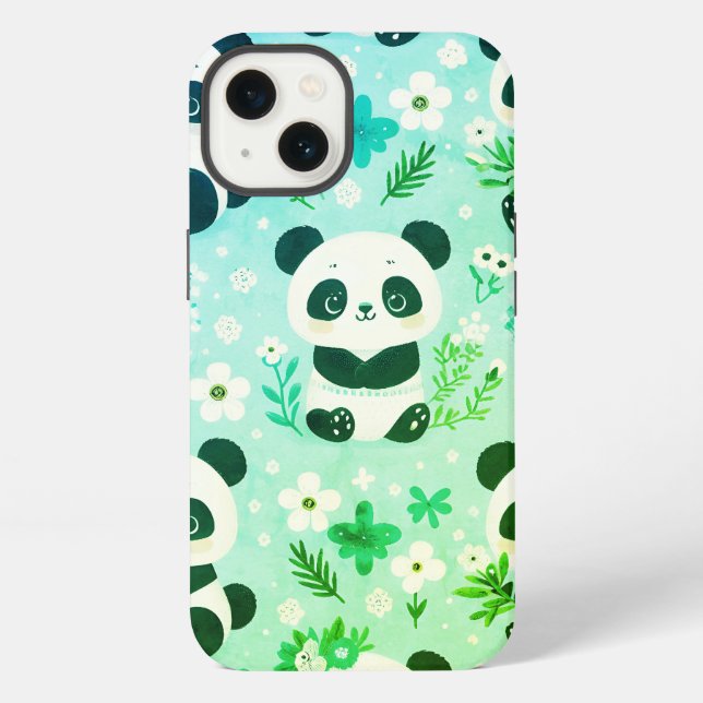 Coque iPhone Panda Bear Motif Vert Imprimer (Verso)