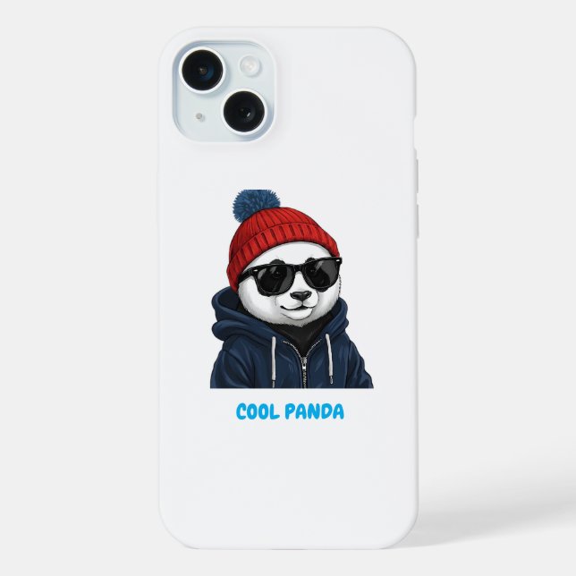 Coque iPhone Panda Cool avec Lunettes & Béret (Verso)