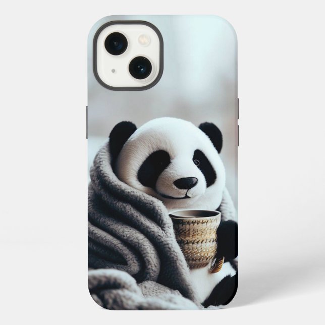 Coque iPhone Panda Enveloppé En Hiver (Verso)
