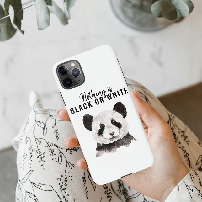 Coque iPhone Panda Funky Moderne Noir Et Blanc Avec Citation (Créateur téléchargé)