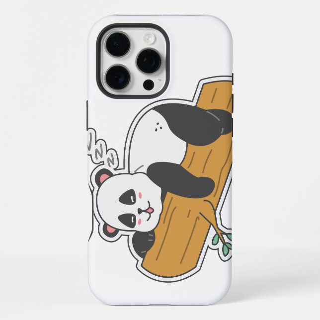 Coque iPhone Panda moderne endormi à l'aquarelle sur un arbre (Verso)