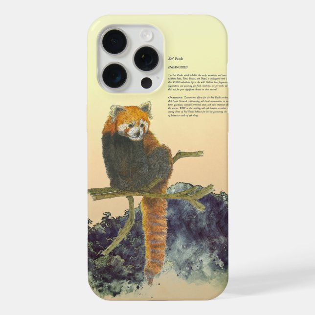 Coque iPhone Panda rouge mignon peint à la main (Verso)