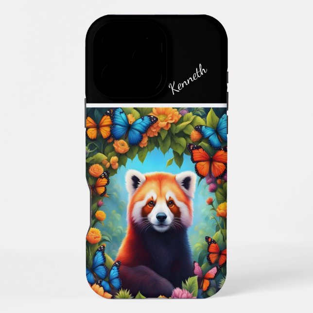 Coque iPhone Panda roux parmi les fleurs (Verso)