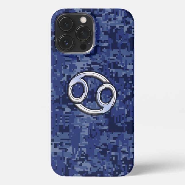 Coque iPhone Panneau cancéreux Zodiac Marine Camo Bleu (Verso)